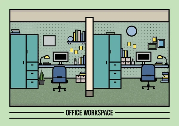 办公室室内设计的矢量图解 — 图库矢量图片