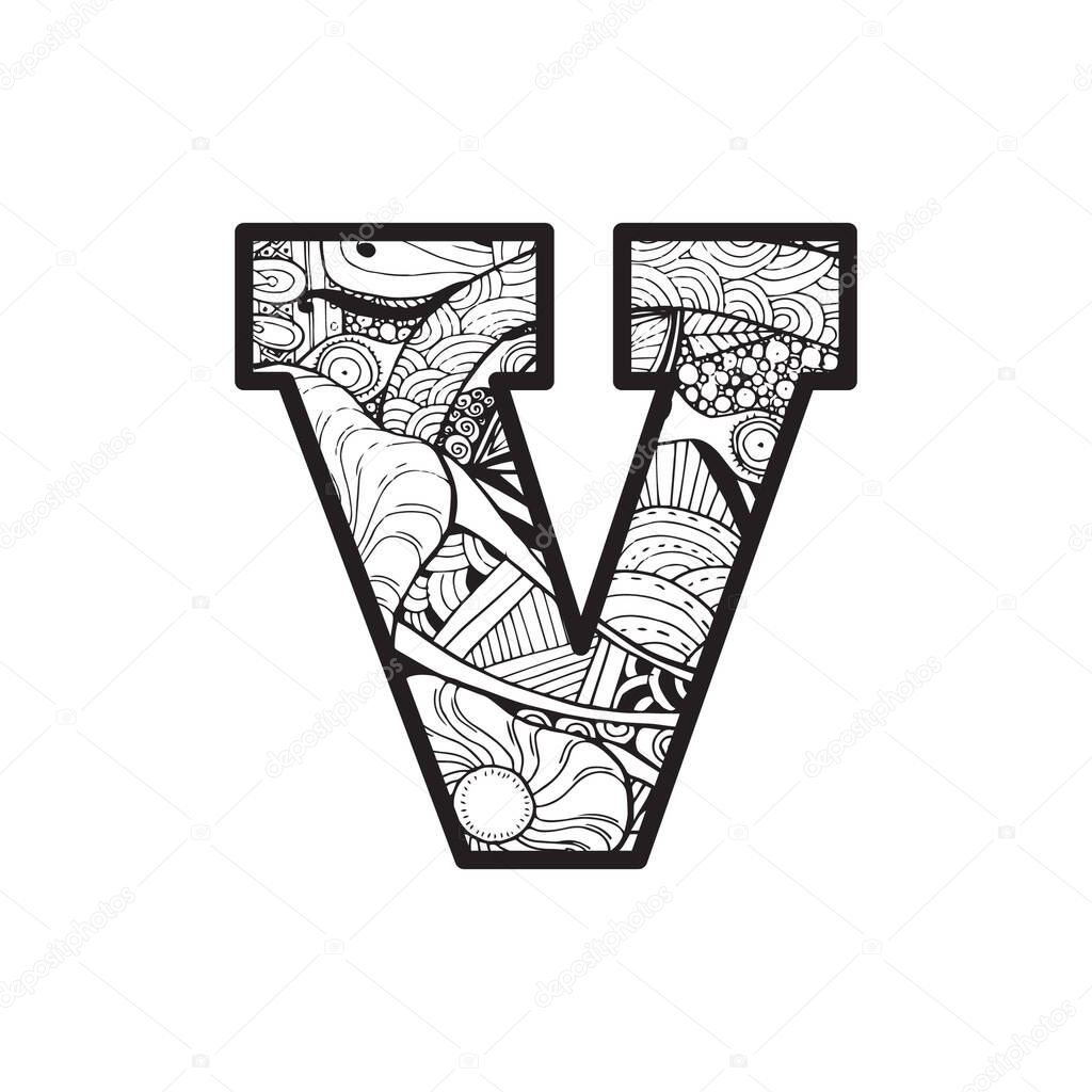 Letter V, vector illustration