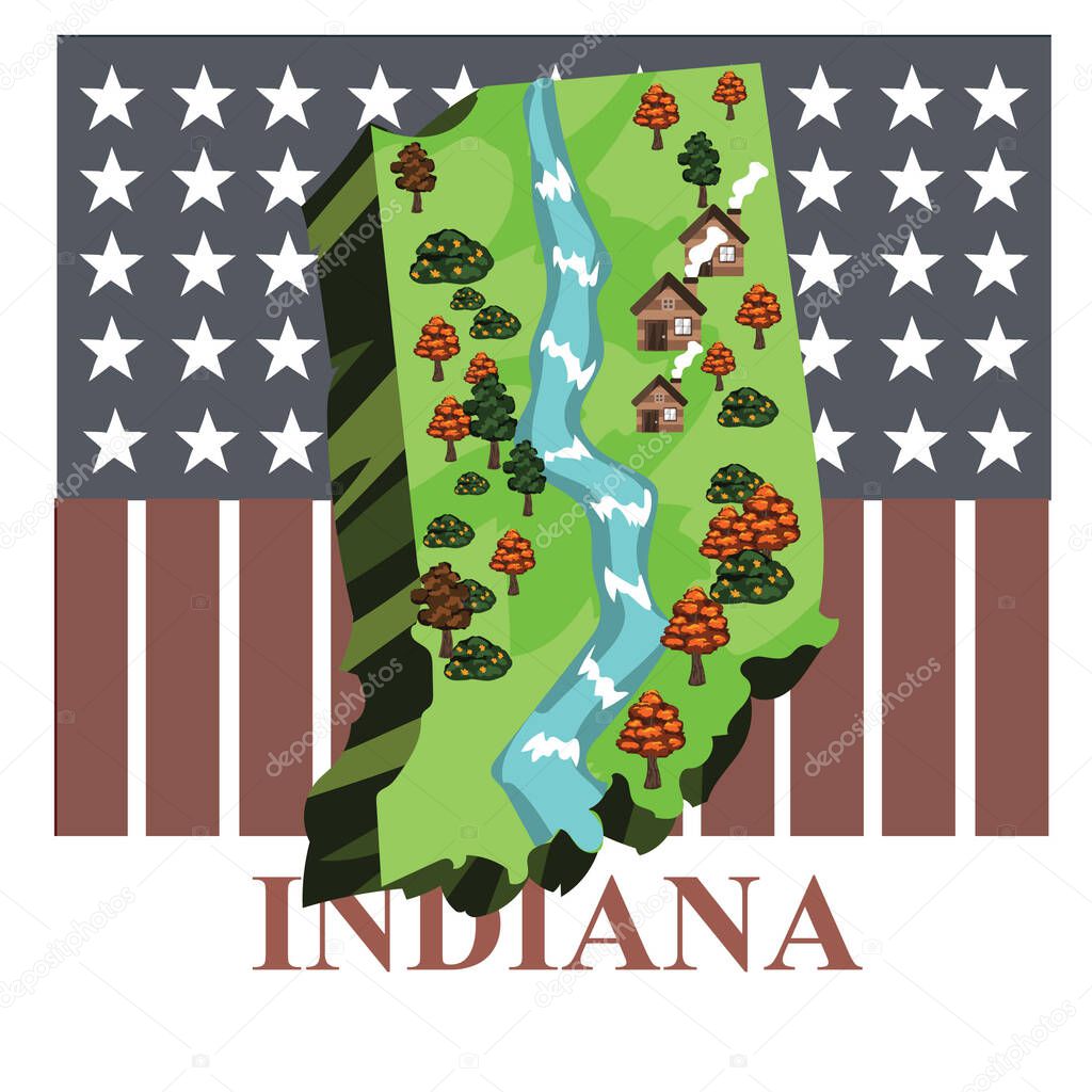 Indiana state map, vector illustration