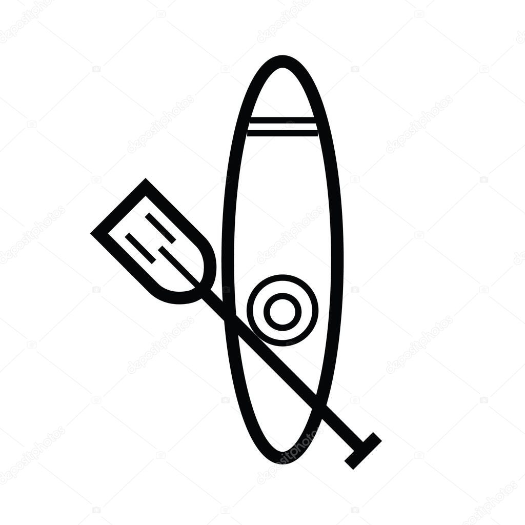 Kayak with paddle  flat icon, vector illustration