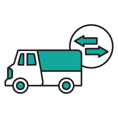 Teslimat minibüsü düz simgesi, vektör illüstrasyonu