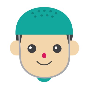 Miğfer takan çocuk düz simge, vektör çizimi