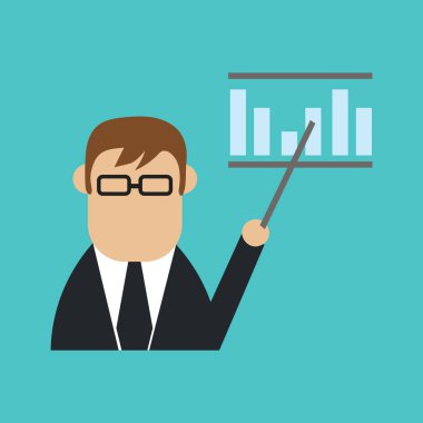Grafik ikonu vektör illüstrasyon tasarımına sahip iş adamı