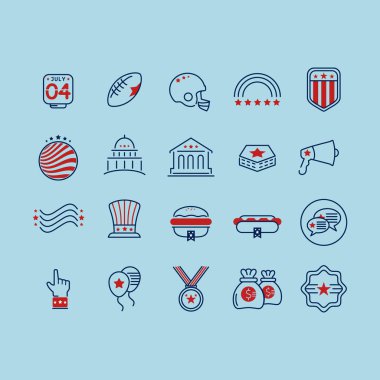 ABD sembolleri biçimlendirilmiş vektör illüstrasyonu koleksiyonu