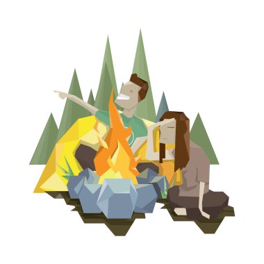 Bir dağ manzarasının vektör çizimi