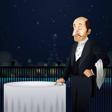 Beyaz perdeli takım elbiseli bir adam.