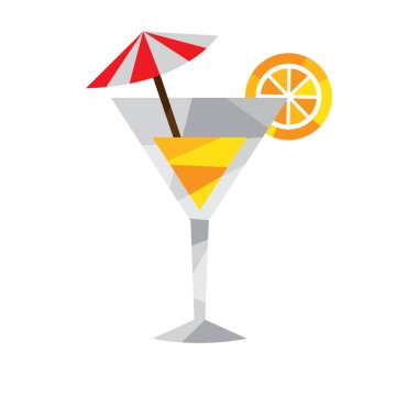 Kokteyl ikonu. Ağ için saman vektör simgeleri dilimlenmiş düz cam çizimi