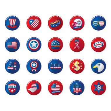 ABD sembolleri, renkli vektör resimlemesi