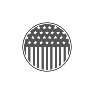Beyaz zemin üzerinde izole edilmiş düz daire şeklinde Amerikan bayrağı simgesi.
