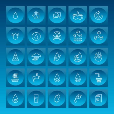 Çizgi film simgeleri kümesi, vektör illüstrasyonu