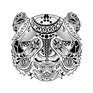 Bir el çizilmiş zentangle filin vektör çizimi