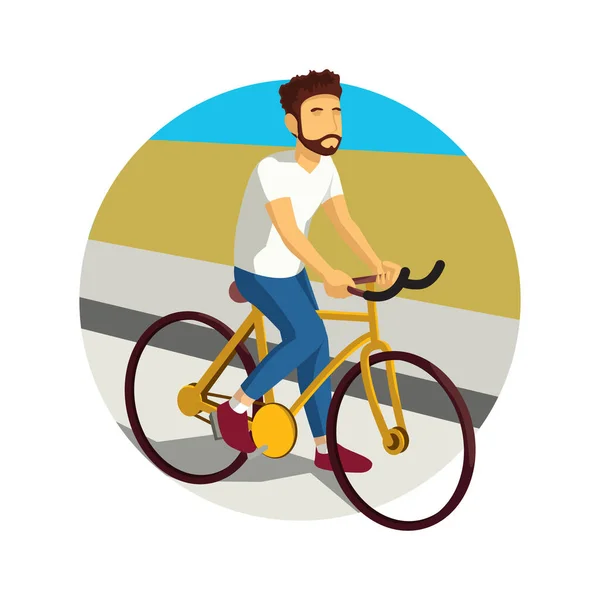 Hombre Montar Bicicleta Vector Estilizado Ilustración — Vector de stock