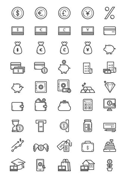 Ilustración Vectorial Seo Iconos Bancarios — Archivo Imágenes Vectoriales