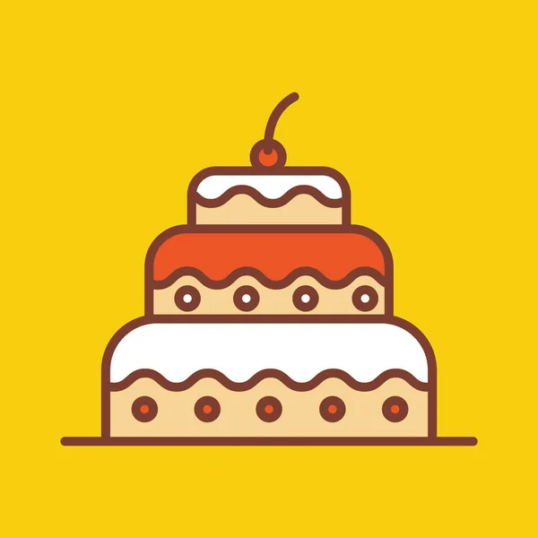 蛋糕图标 生日的象征 矢量说明 — 图库矢量图片