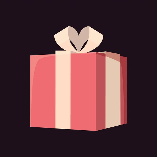 Boîte Cadeau Avec Ruban Rouge Sur Fond Noir — Image vectorielle