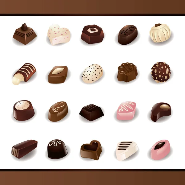Chocolate Candies Isolated White Background — Stock Vector