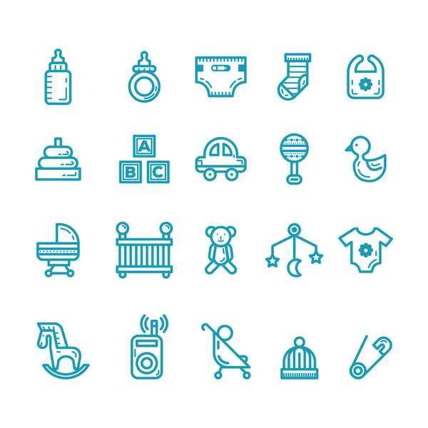 Baby Line Icons Set Simple Illustration Vector Web Buttons Any — Stock Vector