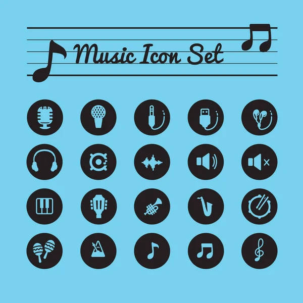 Music Icon Set Stylized Vector Illustration — Stock Vector
