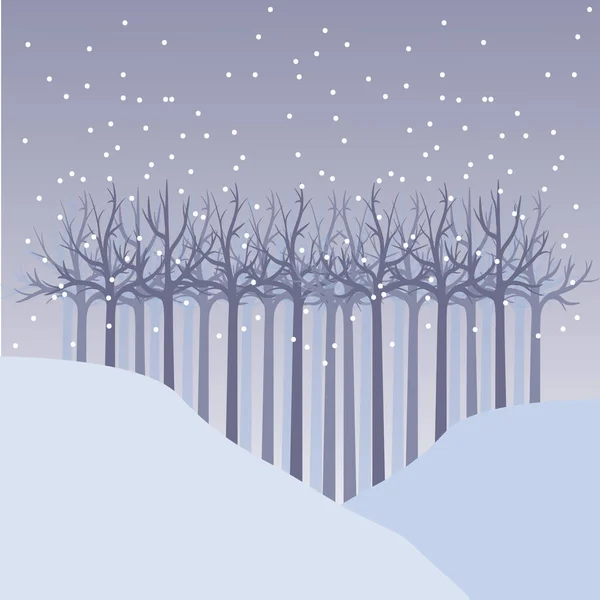 Winterlandschaft Mit Schnee Und Bäumen — Stockvektor