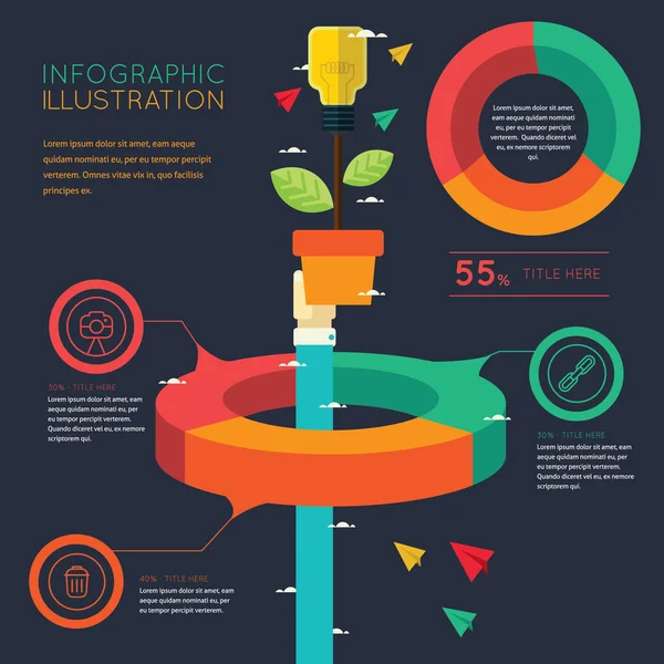 Ilustración Vectorial Plantilla Infografía Negocios Con Iconos — Vector de stock