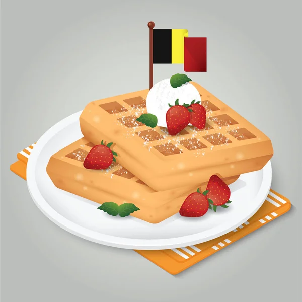 Ilustração Vetorial Waffles Belgas — Vetor de Stock