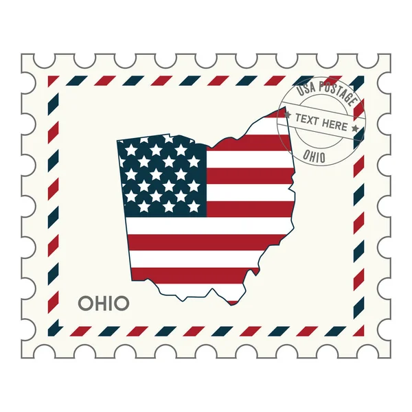 Postzegel Met Vlag Van Verenigde Staten Van Amerika Vectorafbeelding — Stockvector