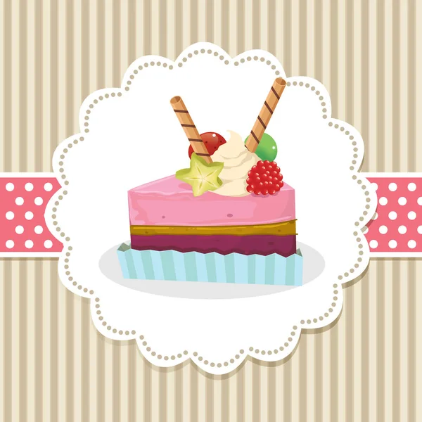 Cake Cherry Cream — Stock Vector
