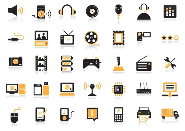 Media Iconen Gestileerde Vector Illustratie — Stockvector