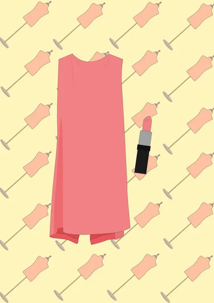 Сукня Помада Стилізовані Векторні Ілюстрації — стоковий вектор