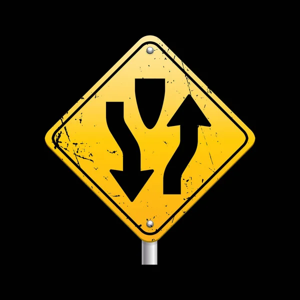 Verkehrsschild Mit Gelbem Dreieck Auf Schwarzem Hintergrund — Stockvektor