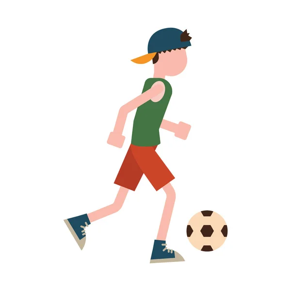 Boy Playing Football Flat Icon Vector Illustration — Stock Vector