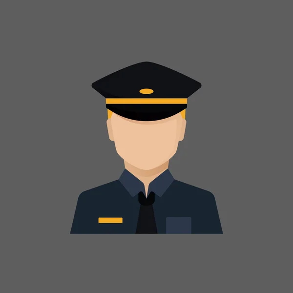 Icono Del Oficial Policía Estilo Plano Aislado Sobre Fondo Blanco — Vector de stock