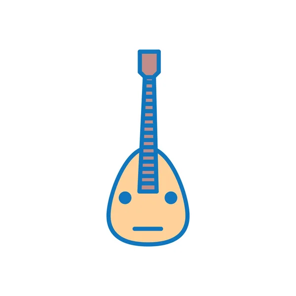 ホワイトを基調としたフラットスタイルのギターアイコン — ストックベクタ