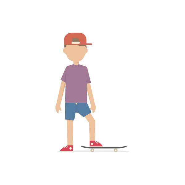 Vektorová Ilustrace Muže Modré Helmě Skateboardem — Stockový vektor