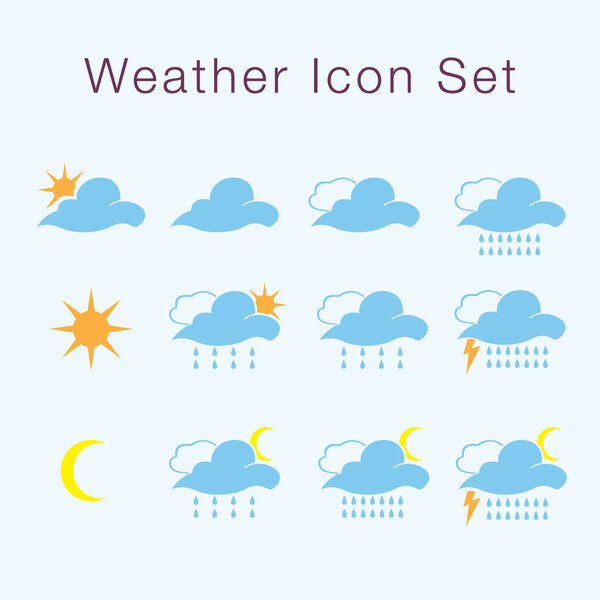 Weather icon set stylized vector illustration
