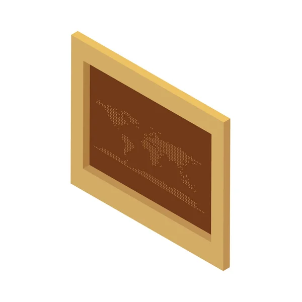 Vector Illustration Wooden Frame Picture Gold Sign — Stock Vector