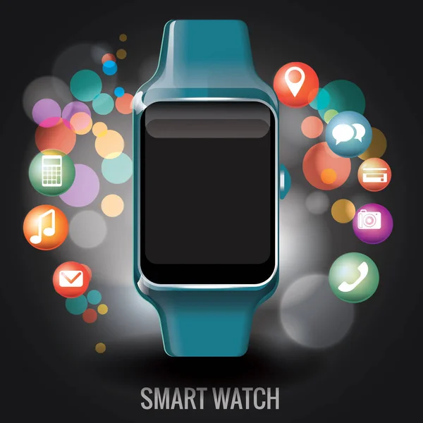 Έξυπνο Ρολόι Smartwatch Και Smartphone Στην Οθόνη — Διανυσματικό Αρχείο
