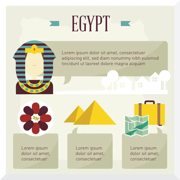 Kartenset Mit Den Symbolen Des Landes Ägypten — Stockvektor