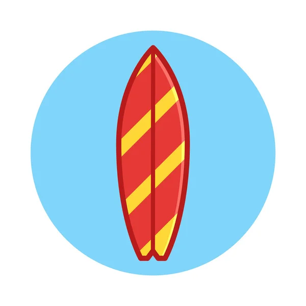 Surfboard Icon Flat Color Style Summer Surfing Board — Stock Vector