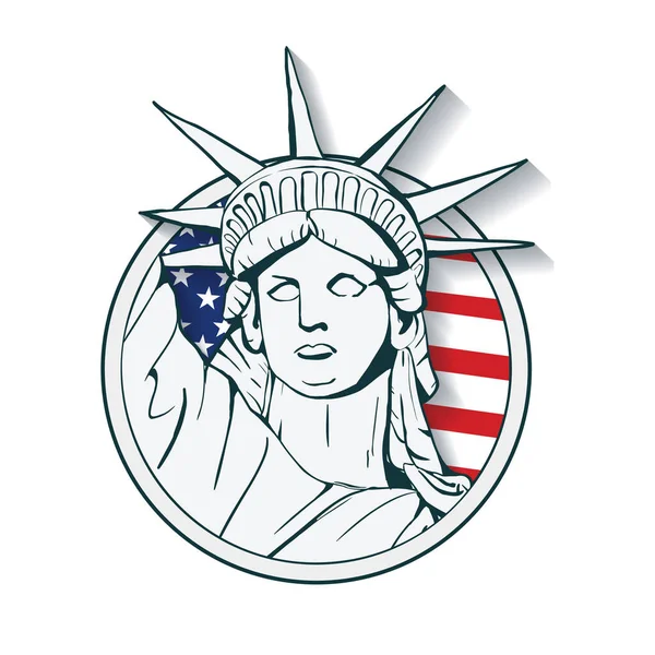 Statue Liberty Label — Stock Vector