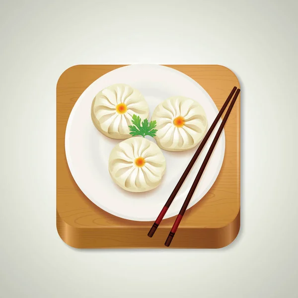 白盘上有筷子 — 图库矢量图片