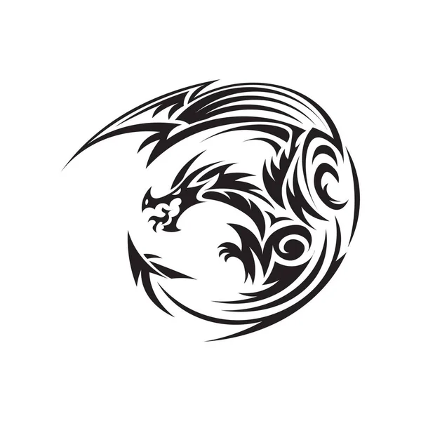 Drachen Tätowierung Flaches Symbol Vektorillustration — Stockvektor