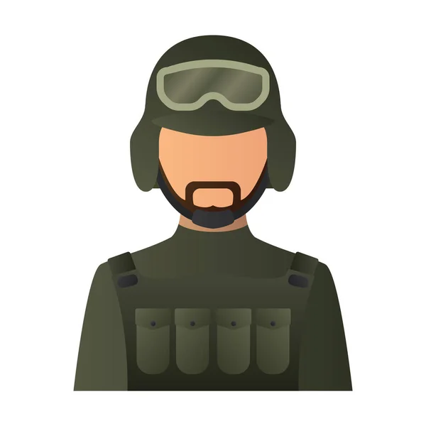 Soldat Mit Helm Und Maskensymbol Cartoon Stil Isoliert Auf Weißem — Stockvektor