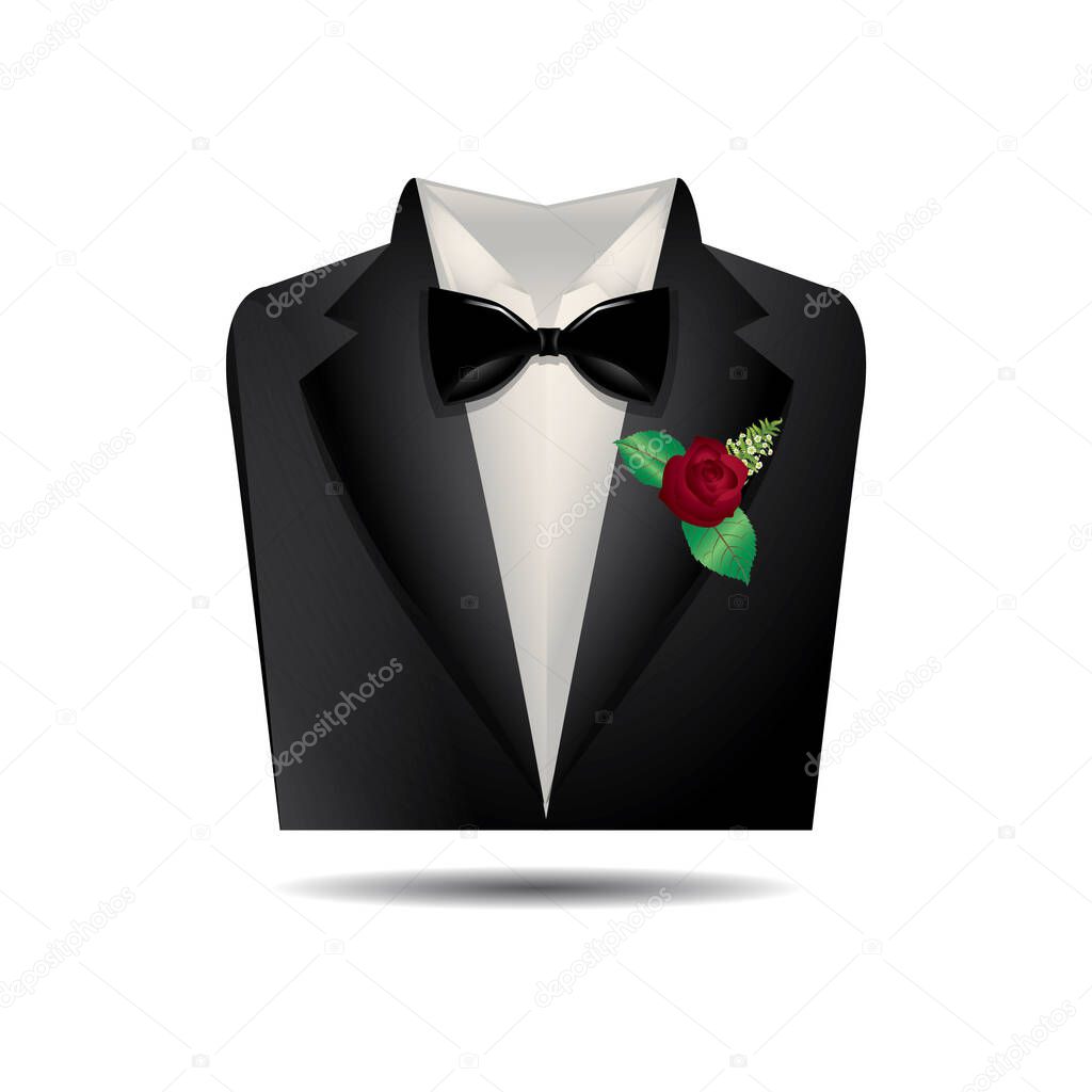 tuxedo with bow tie and bowtie. vector illustration