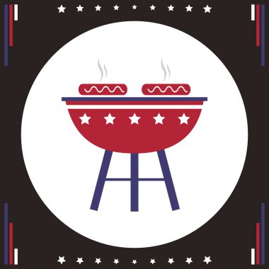 Barbekü ızgara simgesi biçimlendirilmiş vektör illüstrasyonu