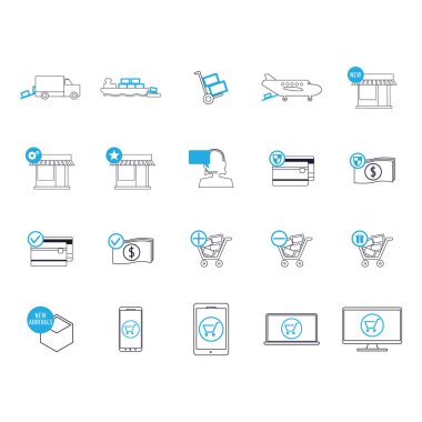 Web için seo ve servis simgelerinin vektör illüstrasyonu