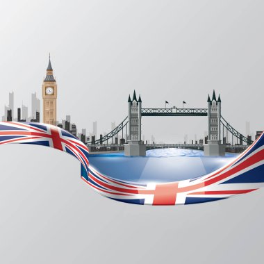 Londra bayrağı ve Birleşik Krallık ile büyük bir Ben 'in dijital illüstrasyonu
