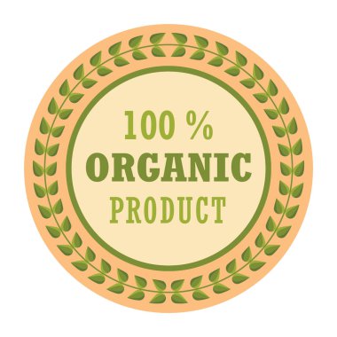 Ürün için metin ve logo içeren yeşil etiketin vektör illüstrasyonu