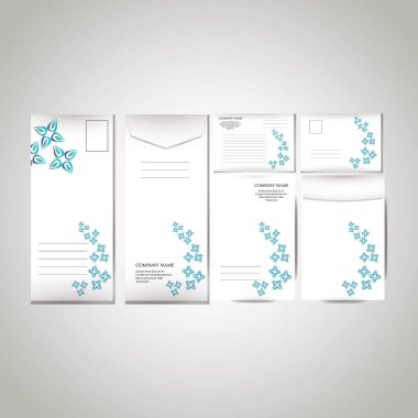 Bir grup kurumsal kimlik şablonunun vektör illüstrasyonu.