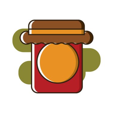 Beyaz arka planda reçel ikonu olan kavanoz. vektör illüstrasyonu